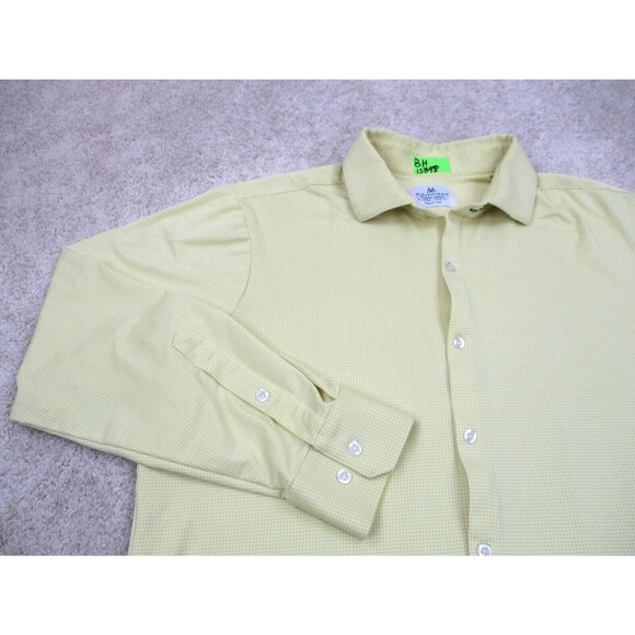 Mizzen Main Shirt Extra Large Trim Fit Yellow Performance Casual Button Up Mens - Picture 3 of 9
